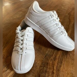 K-Swiss Kids White Leather Lace-Up Sneakers